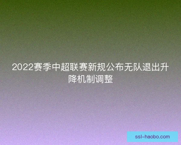 2022赛季中超联赛新规公布无队退出升降机制调整 2022赛季中超联赛新规公布无队退出升降机制调整