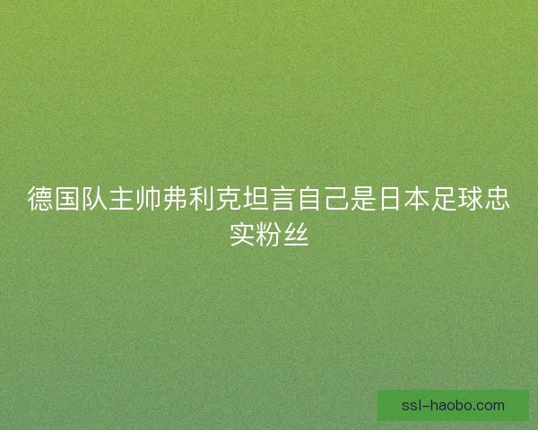 德国队主帅弗利克坦言自己是日本足球忠实粉丝