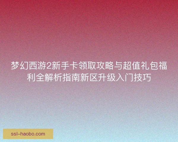 梦幻西游2新手卡领取攻略与超值礼包福利全解析指南新区升级入门技巧
