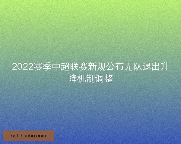 2022赛季中超联赛新规公布无队退出升降机制调整 2022赛季中超联赛新规公布无队退出升降机制调整